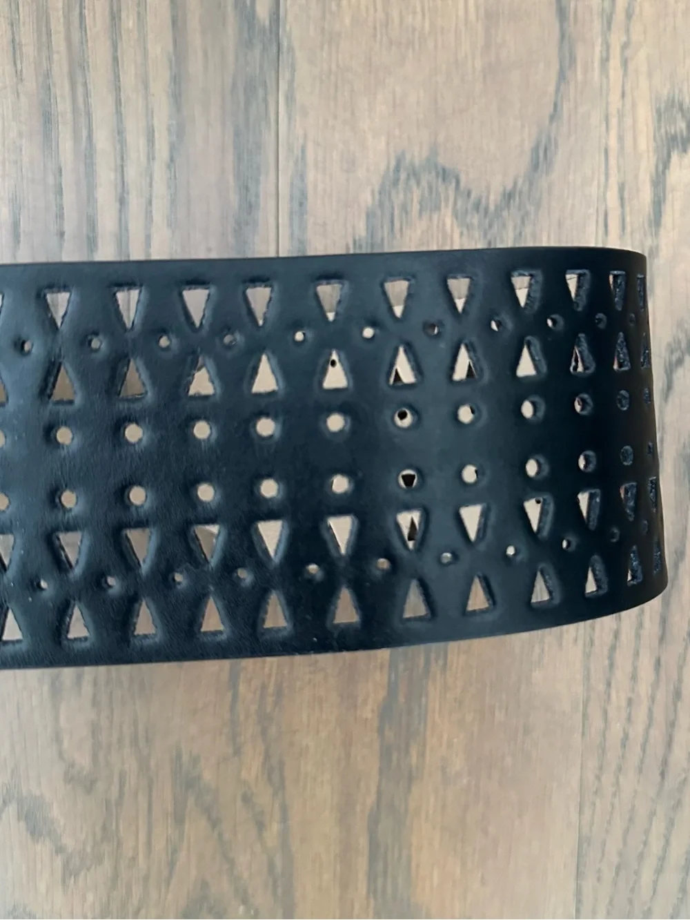 BCBGMaxAzria Perforated Cutout Wide Waist Belt in Black Medium